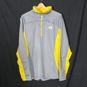 The North Face Men's 1/4 Zip Performance Pullover Gray / Chartreuse Yellow Sz XL